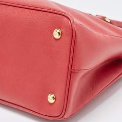 Pre Owned Prada Red Leather Medium Galleria Tote Bag