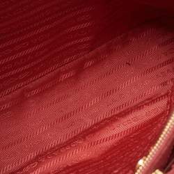 Pre Owned Prada Red Leather Medium Galleria Tote Bag