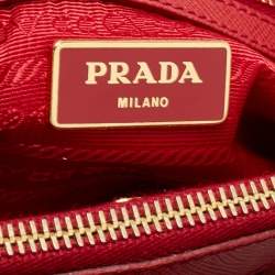Pre Owned Prada Red Leather Medium Galleria Tote Bag