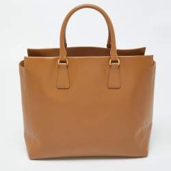 Pre Owned Prada Tan Saffiano Lux Leather Open Tote