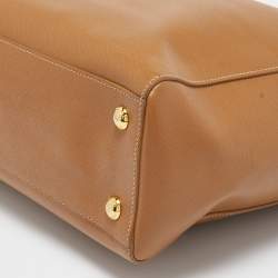 Pre Owned Prada Tan Saffiano Lux Leather Open Tote