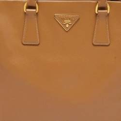 Pre Owned Prada Tan Saffiano Lux Leather Open Tote