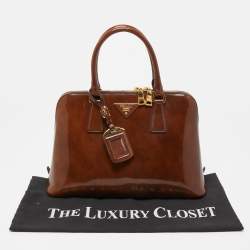 Pre Owned Prada Brown Patent Leather Promenade Satchel
