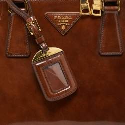 Pre Owned Prada Brown Patent Leather Promenade Satchel