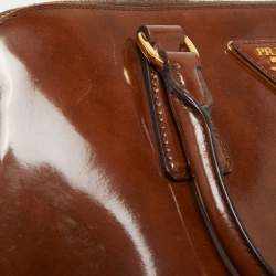 Pre Owned Prada Brown Patent Leather Promenade Satchel