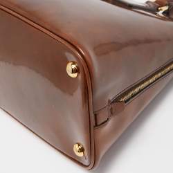 Pre Owned Prada Brown Patent Leather Promenade Satchel