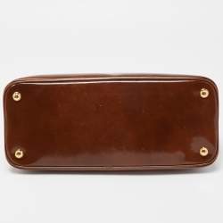Pre Owned Prada Brown Patent Leather Promenade Satchel