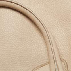 Pre Owned Prada Cream Vitello Daino Leather Zip Bowler Bag