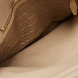 Pre Owned Prada Cream Vitello Daino Leather Zip Bowler Bag
