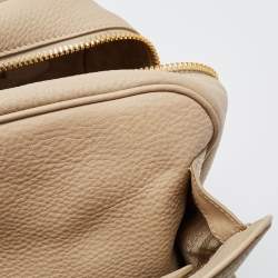 Pre Owned Prada Cream Vitello Daino Leather Zip Bowler Bag