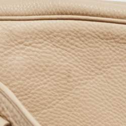 Pre Owned Prada Cream Vitello Daino Leather Zip Bowler Bag