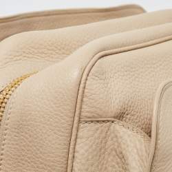 Pre Owned Prada Cream Vitello Daino Leather Zip Bowler Bag