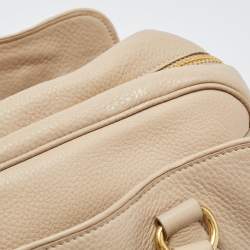 Pre Owned Prada Cream Vitello Daino Leather Zip Bowler Bag