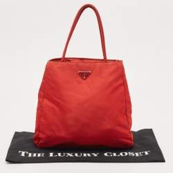 Pre Owned Prada Red Tessuto Nylon City Tote