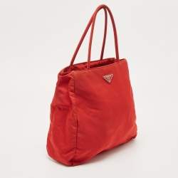 Pre Owned Prada Red Tessuto Nylon City Tote