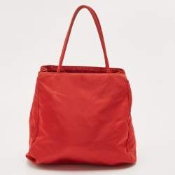 Pre Owned Prada Red Tessuto Nylon City Tote