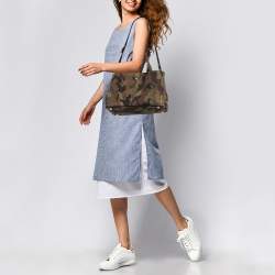 Prada Khaki Green Camouflage Canvas Open Tote