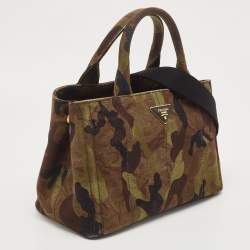 Prada Khaki Green Camouflage Canvas Open Tote