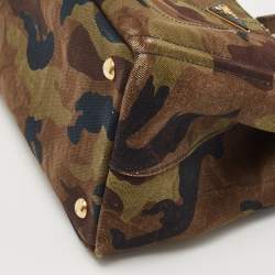 Prada Khaki Green Camouflage Canvas Open Tote