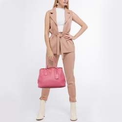 Pre Owned Prada Pink Vitello Daino Leather Medium Tote