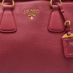 Pre Owned Prada Pink Vitello Daino Leather Medium Tote