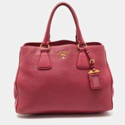 Pre Owned Prada Pink Vitello Daino Leather Medium Tote
