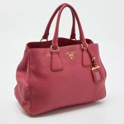 Pre Owned Prada Pink Vitello Daino Leather Medium Tote