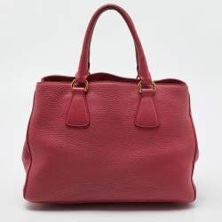 Pre Owned Prada Pink Vitello Daino Leather Medium Tote