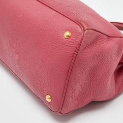 Pre Owned Prada Pink Vitello Daino Leather Medium Tote