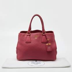 Pre Owned Prada Pink Vitello Daino Leather Medium Tote