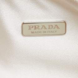 Pre Owned Prada White Satin Crystal Embellished Re-Edition 2000 Baguette