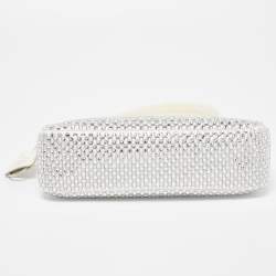 Pre Owned Prada White Satin Crystal Embellished Re-Edition 2000 Baguette