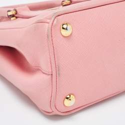 Prada Pink Saffiano Leather Mini Galleria Double Zip Tote