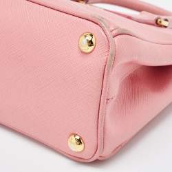 Prada Pink Saffiano Leather Mini Galleria Double Zip Tote