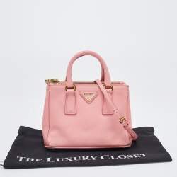 Prada Pink Saffiano Leather Mini Galleria Double Zip Tote