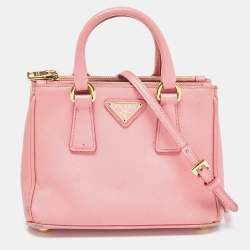 Prada Pink Saffiano Leather Mini Galleria Double Zip Tote