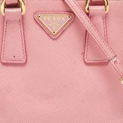 Prada Pink Saffiano Leather Mini Galleria Double Zip Tote