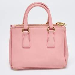Prada Pink Saffiano Leather Mini Galleria Double Zip Tote