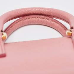 Prada Pink Saffiano Leather Mini Galleria Double Zip Tote