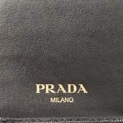 Pre Owned Prada Black Vitello Move Leather French Compact Wallet