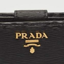 Pre Owned Prada Black Vitello Move Leather French Compact Wallet