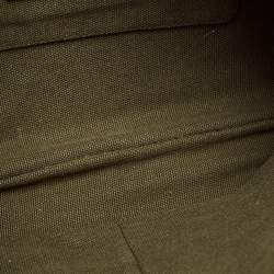 Pre Owned Prada Military Green Canvas Crystal Embellished Zip Pouch