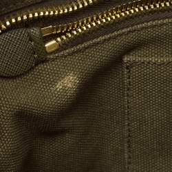 Pre Owned Prada Military Green Canvas Crystal Embellished Zip Pouch