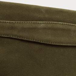 Pre Owned Prada Military Green Canvas Crystal Embellished Zip Pouch