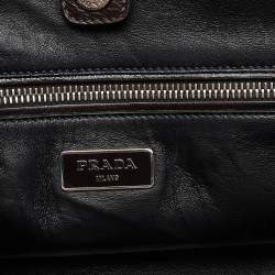 Pre Owned Prada Dark Brown Leather Medium Twin Pocket Double Handle Tote