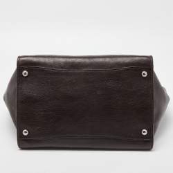 Pre Owned Prada Dark Brown Leather Medium Twin Pocket Double Handle Tote