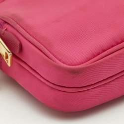 Pre Owned Prada Pink Nylon and Leather Double Zip Crossbody Bag