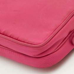Pre Owned Prada Pink Nylon and Leather Double Zip Crossbody Bag
