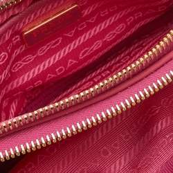 Pre Owned Prada Pink Nylon and Leather Double Zip Crossbody Bag