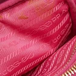 Pre Owned Prada Pink Nylon and Leather Double Zip Crossbody Bag